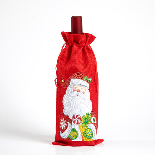 DIY Diamond Christmas Decoration | Santa claus | Red Wine Gift Bag