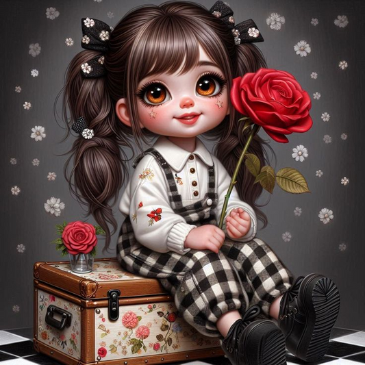 Luxury AB Velvet Diamond Painting Kit -Cute girl