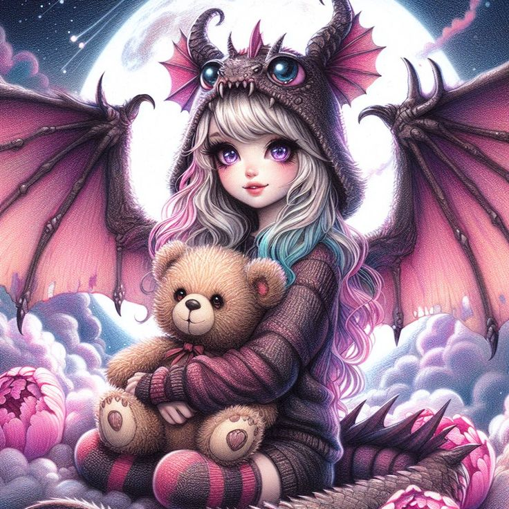 Luxury AB Velvet Diamond Painting Kit -Little dragon girl