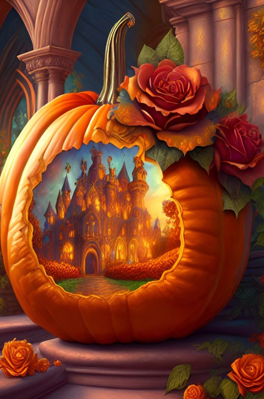 Luxury AB Velvet Diamond Painting Kit -Pumpkin Castle