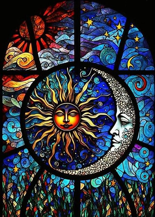 Diamond Painting | Glass sun and moon