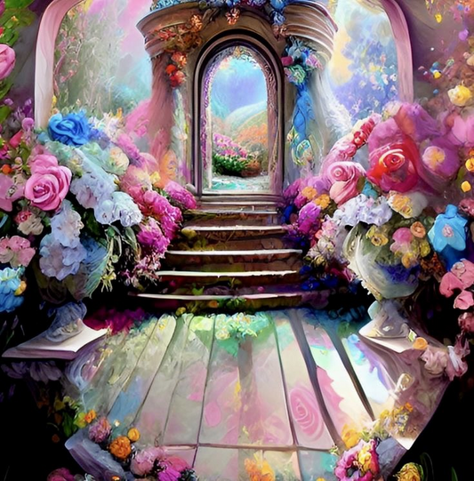 AB Velvet Diamond Painting  - Flower gate