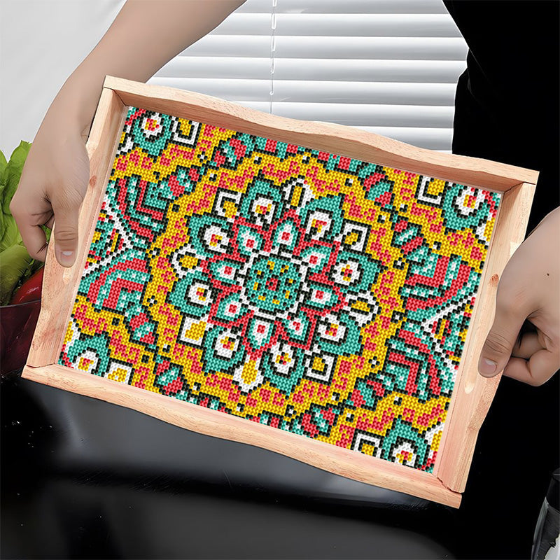 DIY Diamond Painting Decor Wooden Food Tray - Mandala