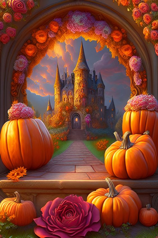 Luxury AB Velvet Diamond Painting Kit -Pumpkin Castle