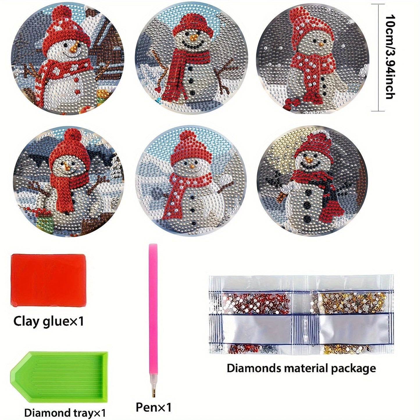 6 pcs set DIY Special Shaped Diamond Painting Coaster | Christmas（no holder）