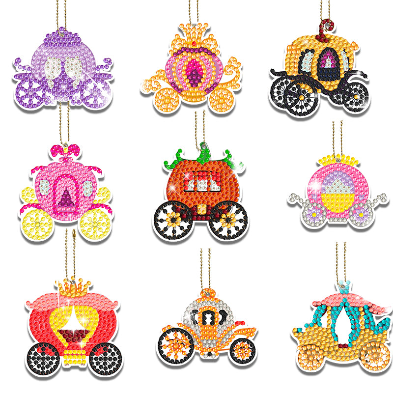 9 pcs DIY Diamond Painting Keychain | Car (single sided)