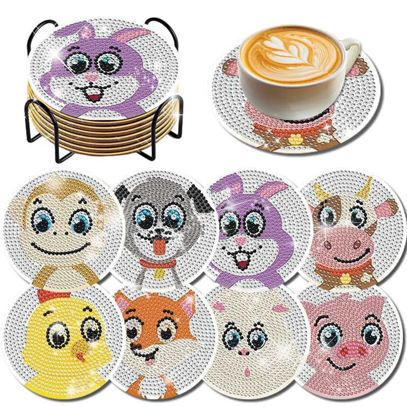 8 pcs set DIY Diamond Painting Coaster |Cartoon