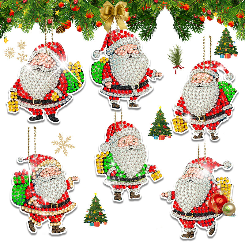 6pcs DIY Diamond Painting Keychain | Santa Claus (Single Side)