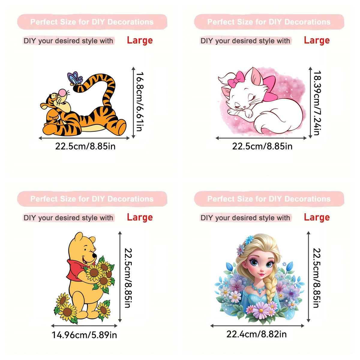 4Pcs Iron on Transfers Patches Sticker - Cartoon