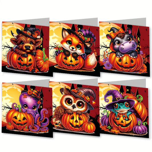 6 Pcs Set DIY Diamond Painting Cartoon Greeting Cards