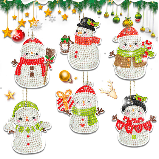 6pcs DIY Diamond Painting Keychain | snowman (Single Side)