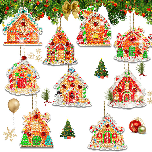 9 pcs DIY Diamond Painting Keychain | Christmas (single sided)