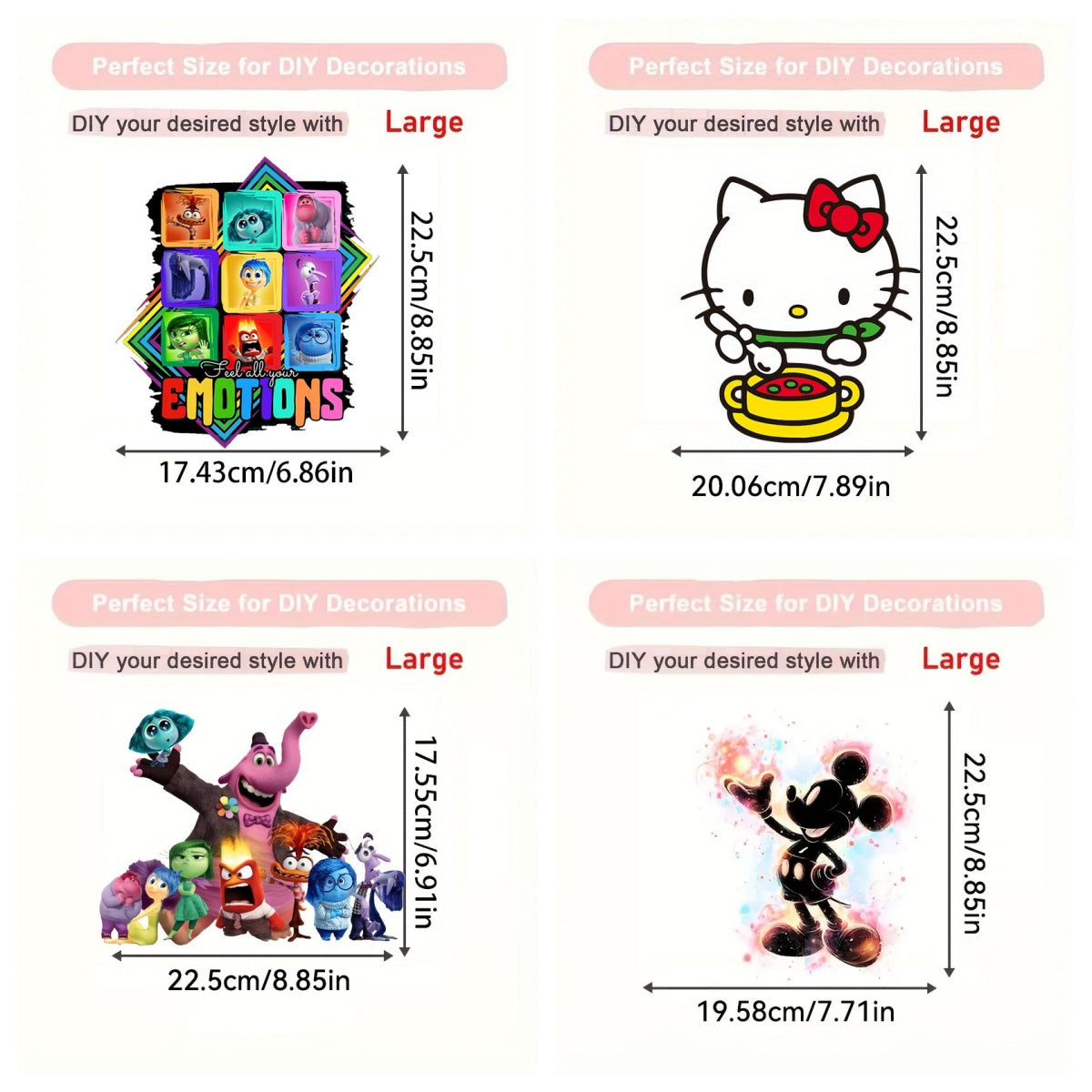 4Pcs Iron on Transfers Patches Sticker - Cartoon