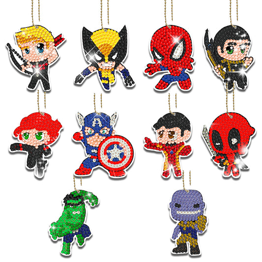 10 pcs DIY Diamond Painting Keychain  | Cartoon (single sided)