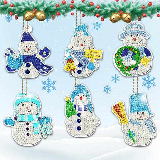 6pcs DIY Diamond Painting Keychain | snowman (Single Side)