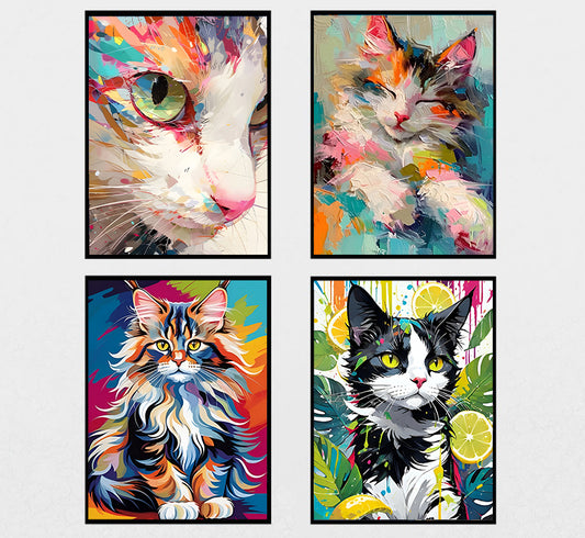 Canvas painting 4 piece set -Animal（30x40cm ）