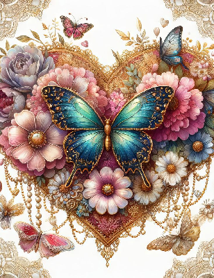 Luxury AB Velvet Diamond Painting Kit -Heart butterfly