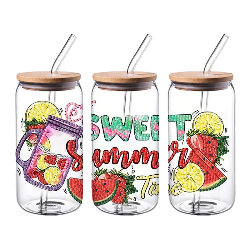 4PCS DIY diamond painting cup stickers (without cup) | fruit