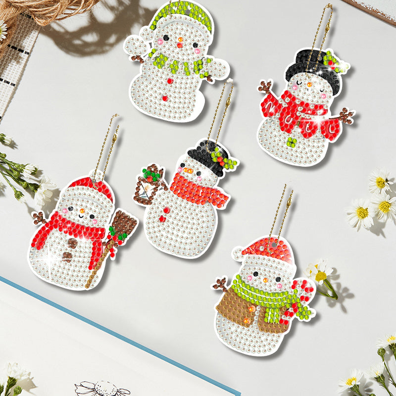 6pcs DIY Diamond Painting Keychain | snowman (Single Side)