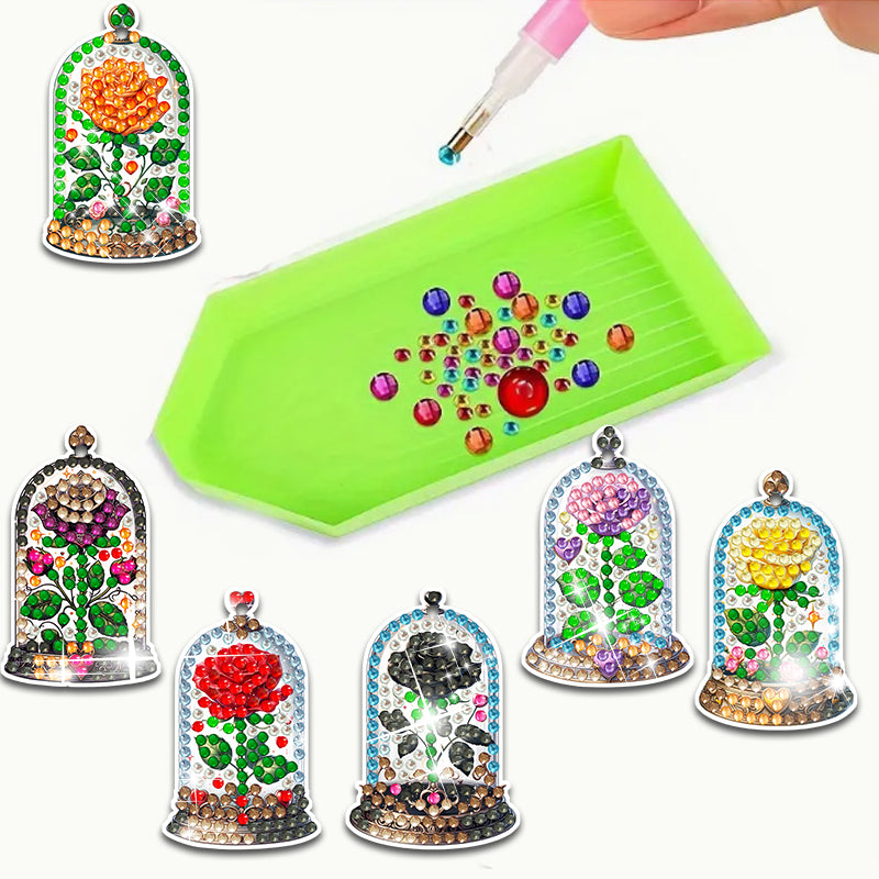 16pcs DIY Diamond Painting Keychain  | Flower  (Single Side)