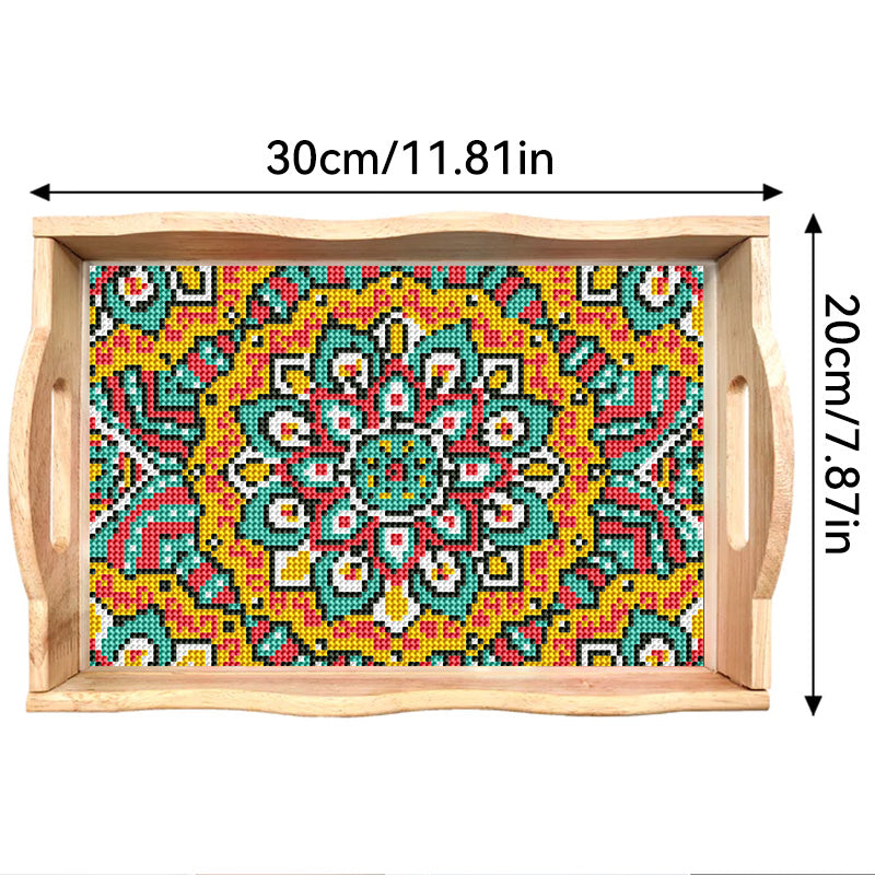 DIY Diamond Painting Decor Wooden Food Tray - Mandala