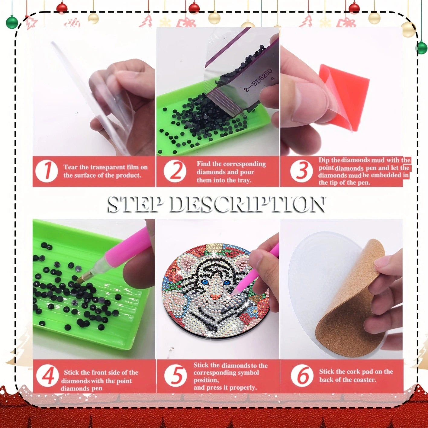 8 pcs set DIY Special Shaped Diamond Painting Coaster | animal (no holder)