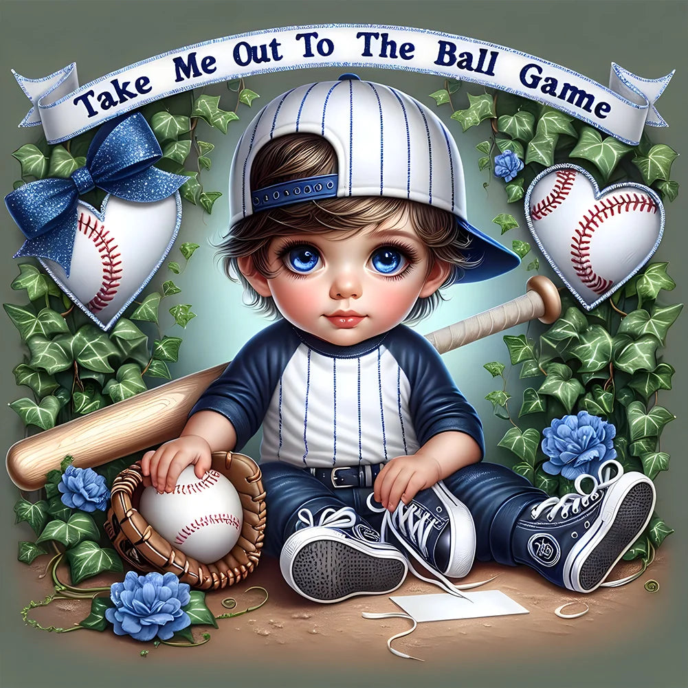 Luxury AB Velvet Diamond Painting Kit -Baseball boy