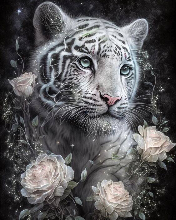 Luxury AB Velvet Diamond Painting Kit -White Tiger