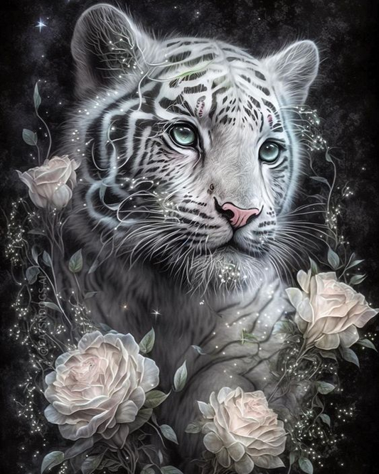 Luxury AB Velvet Diamond Painting Kit -White Tiger