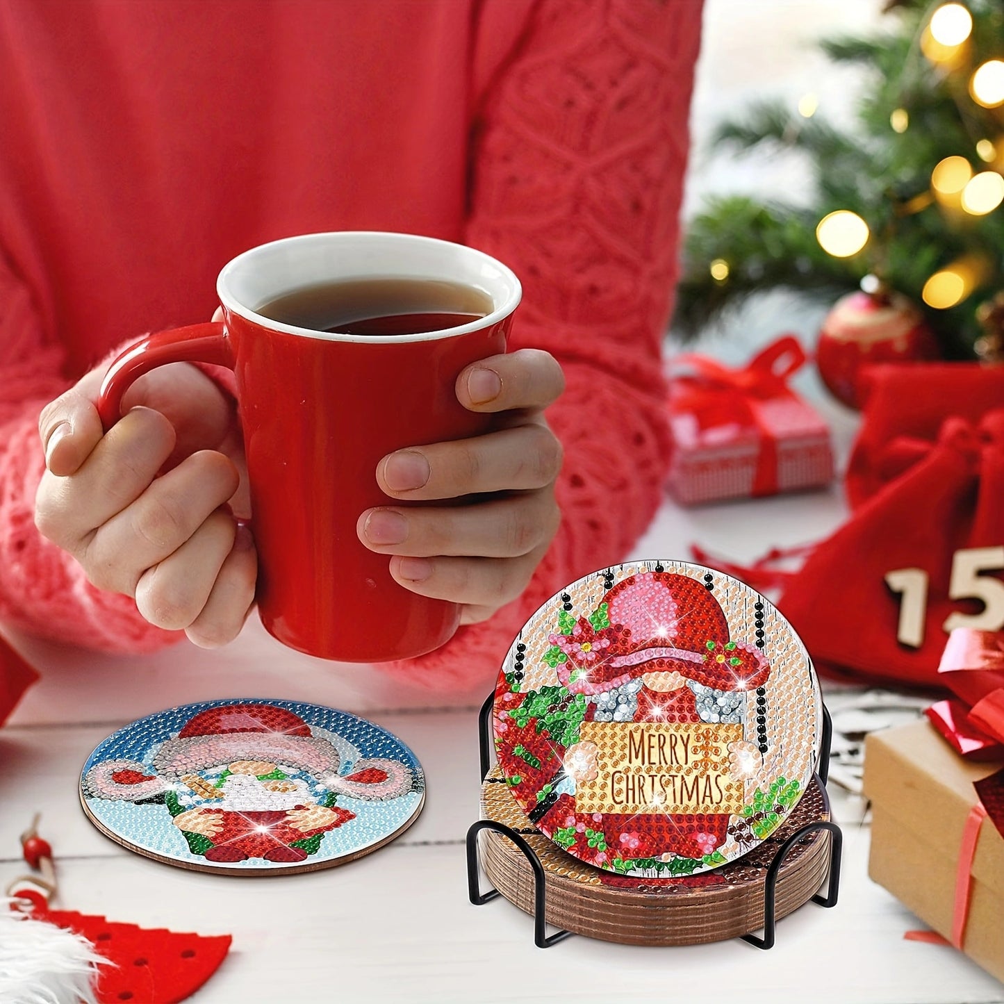8 pcs set DIY Special Shaped Diamond Painting Coaster | Christmas（no holder）