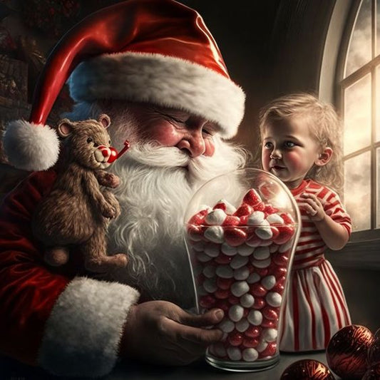 Luxury AB Velvet Diamond Painting Kit -Santa Claus and little girl