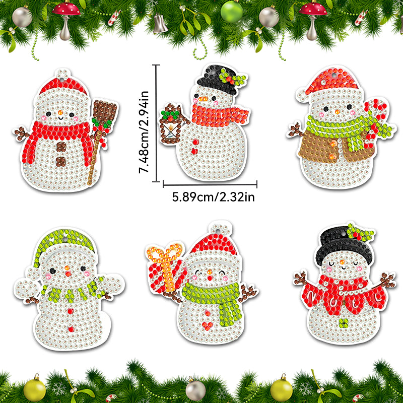 6pcs DIY Diamond Painting Keychain | snowman (Single Side)