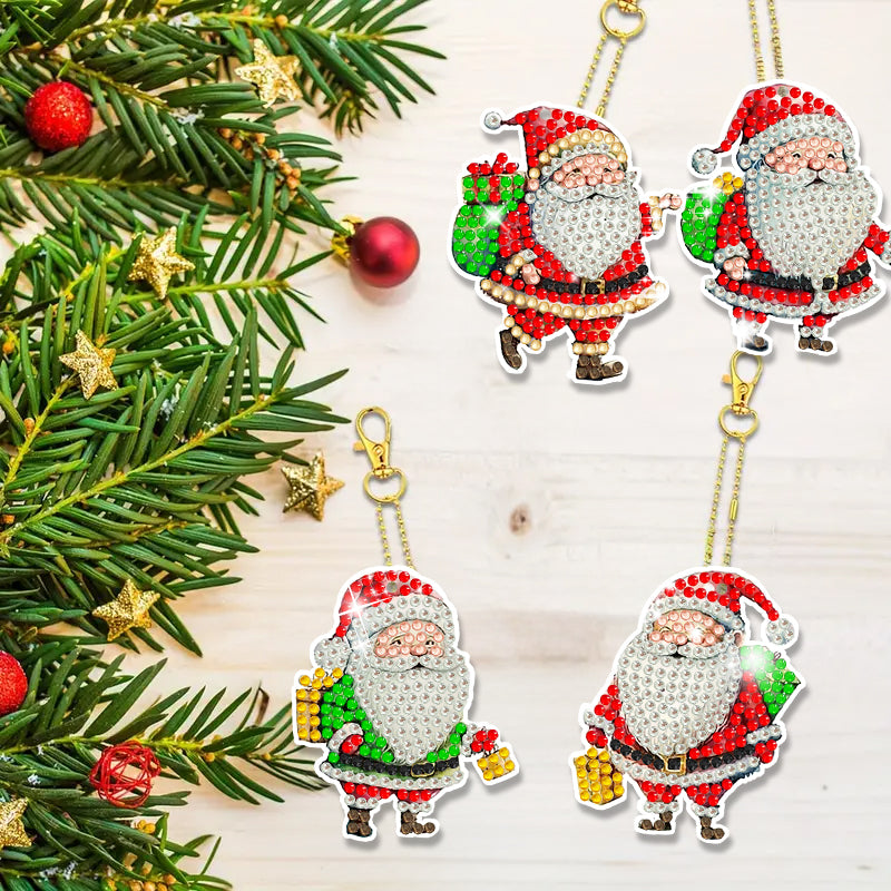 6pcs DIY Diamond Painting Keychain | Santa Claus (Single Side)