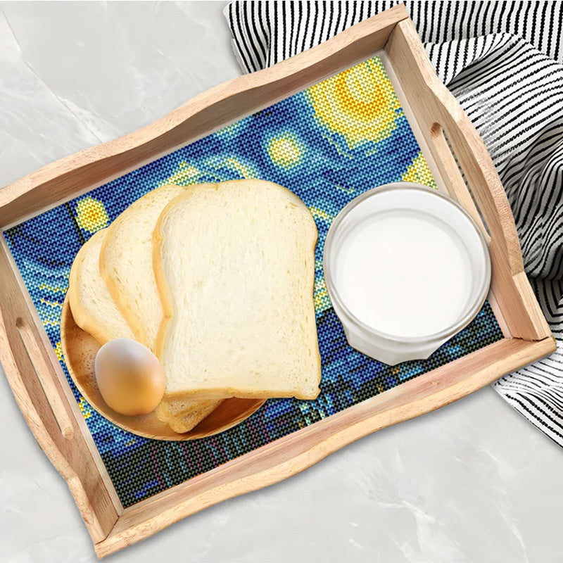 DIY Diamond Painting Decor Wooden Food Tray - Lanscape