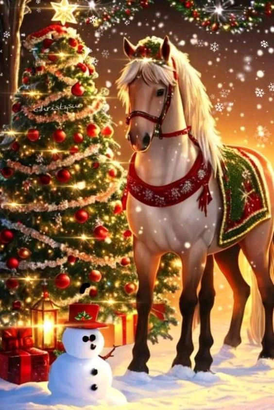 Luxury AB Velvet Diamond Painting Kit -Christmas Horse