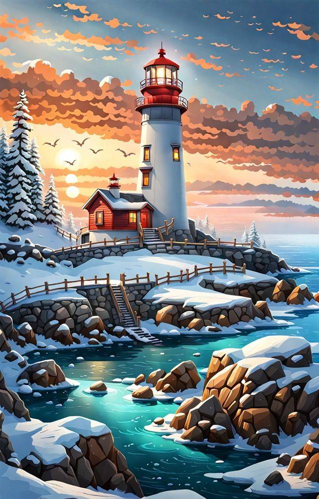 Luxury AB Velvet Diamond Painting Kit -Lighthouse