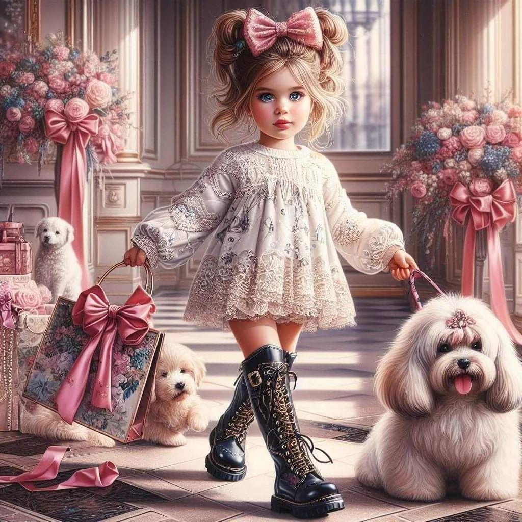 Luxury AB Velvet Diamond Painting Kit -Cute little girl