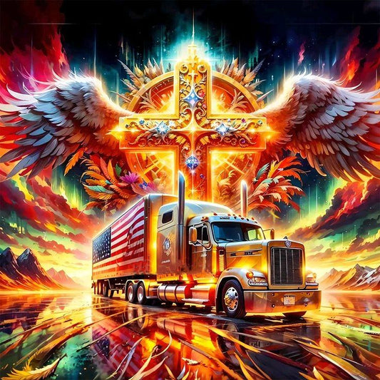 Luxury AB Velvet Diamond Painting Kit -Truck and cross