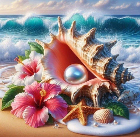 Luxury AB Velvet Diamond Painting Kit -Beach shells