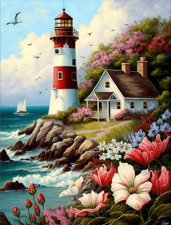 Luxury AB Velvet Diamond Painting Kit -Lighthouse