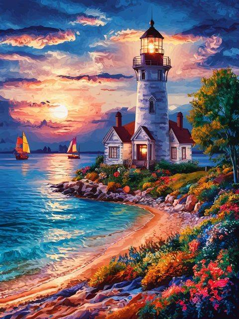 Luxury AB Velvet Diamond Painting Kit -Lighthouse