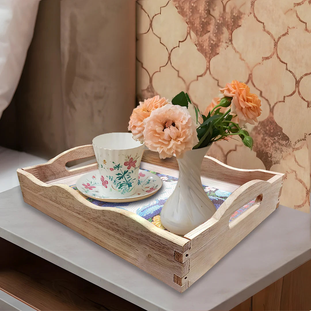 Diamond Painting Nesting Food Trays with Handle Coffee Table Tray （Dairy cow)