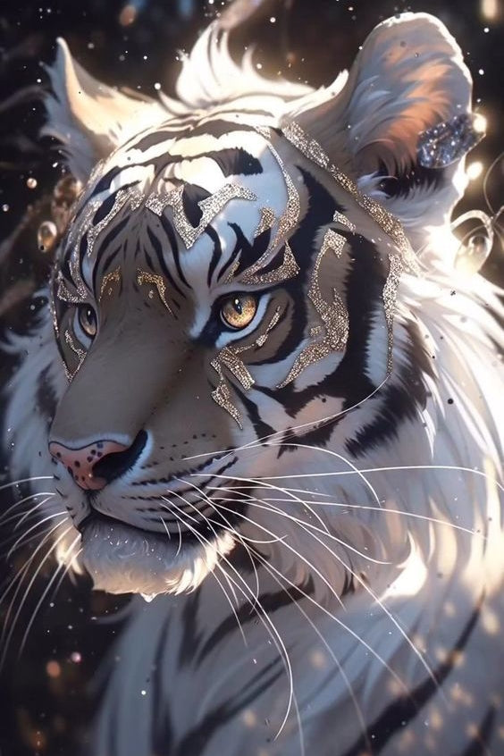 Luxury AB Velvet Diamond Painting Kit -  White tiger