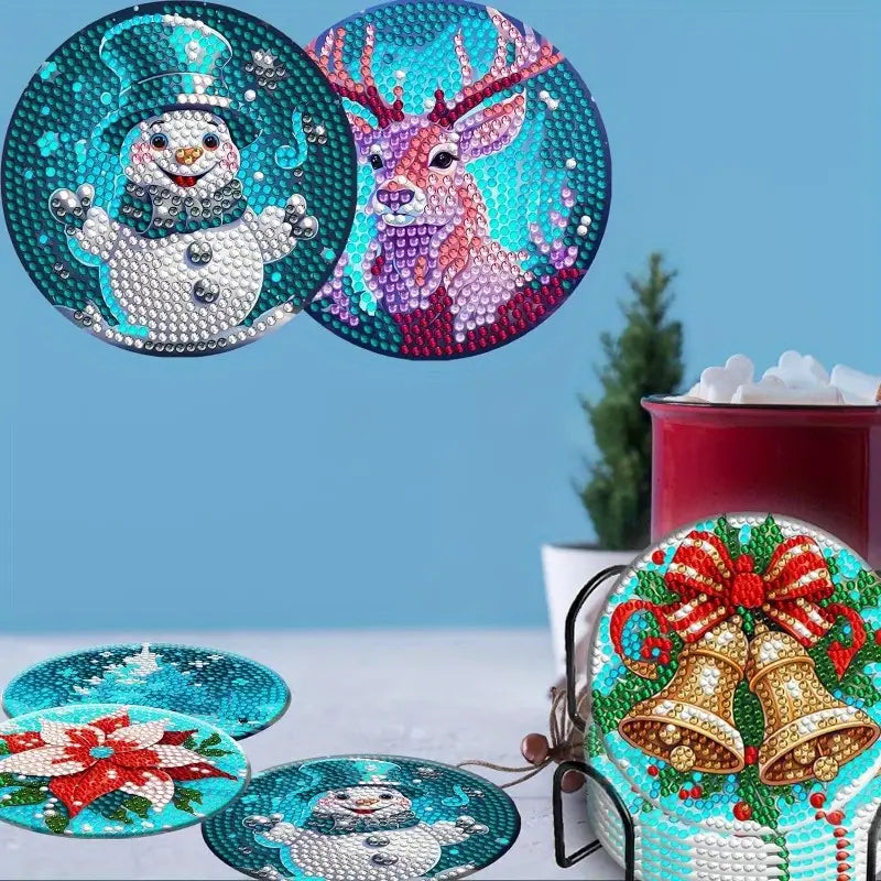 8 pcs set DIY Special Shaped Diamond Painting Coaster  | Christmas (no holder)