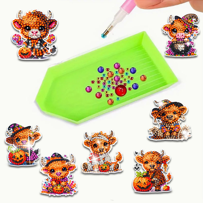 16pcs DIY Diamond Painting Keychain  | Cow  (Single Side)