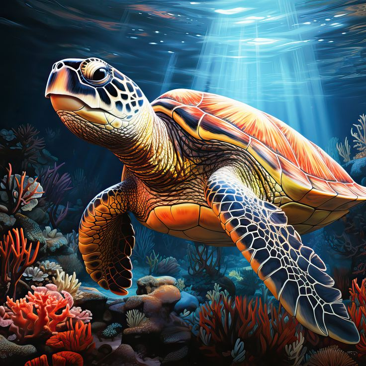 Luxury AB Velvet Diamond Painting Kit -Sea turtle