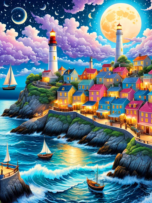 Luxury AB Velvet Diamond Painting Kit -Lighthouse