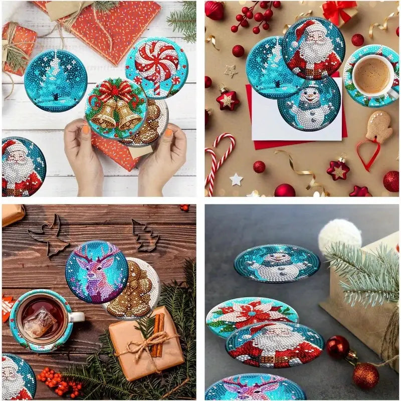 8 pcs set DIY Special Shaped Diamond Painting Coaster  | Christmas (no holder)