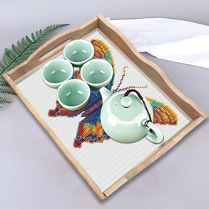 DIY Diamond Painting Decor Wooden Food Tray - Butterfly