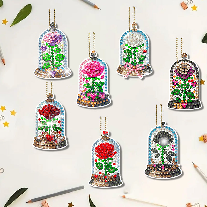 16pcs DIY Diamond Painting Keychain  | Flower  (Single Side)